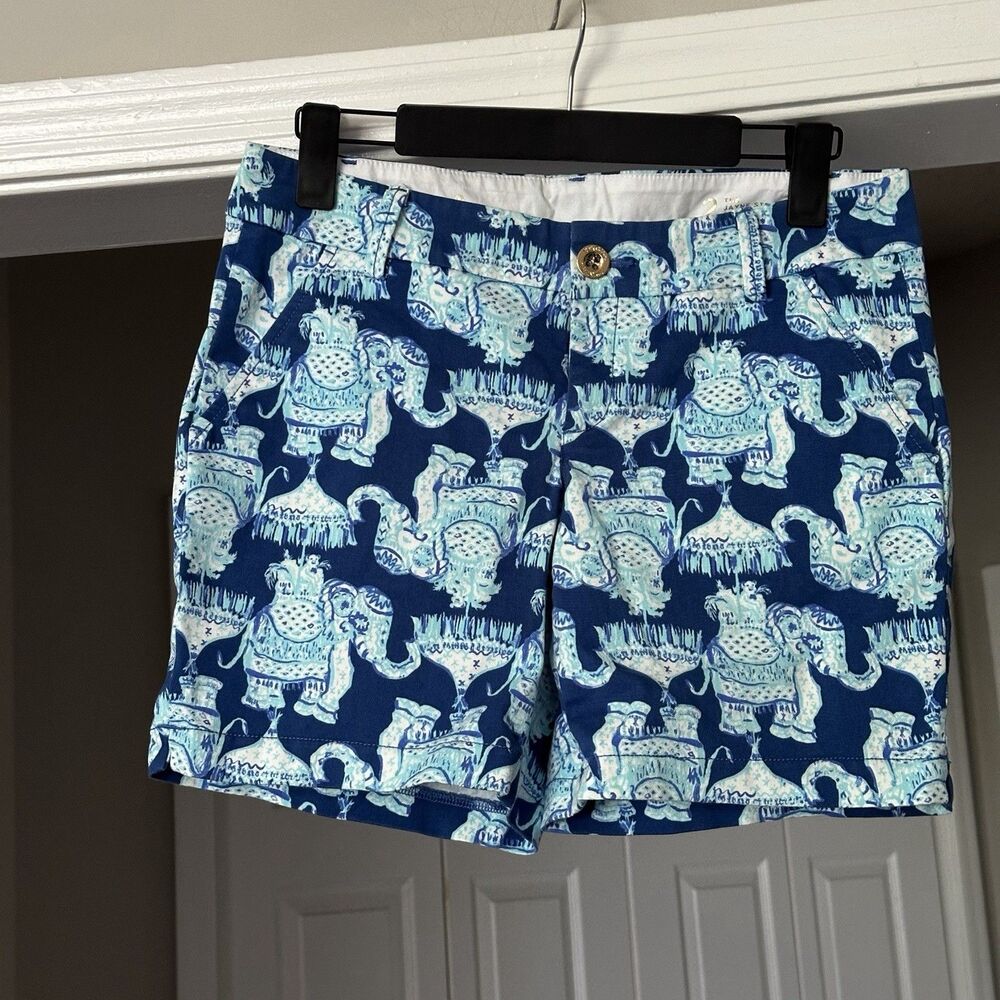 Lilly Pulitzer Jayne Stretch 7” Shorts Deep Indigo Joy Ride Size 2